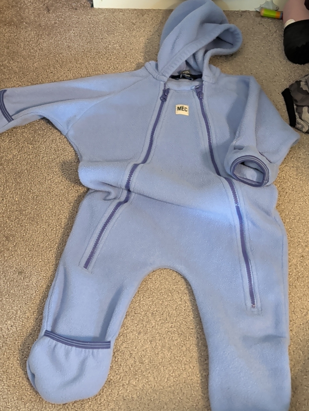 MEC Toddler  Light Purple Fleece Hooded One-Piece Bunting Suit 18m